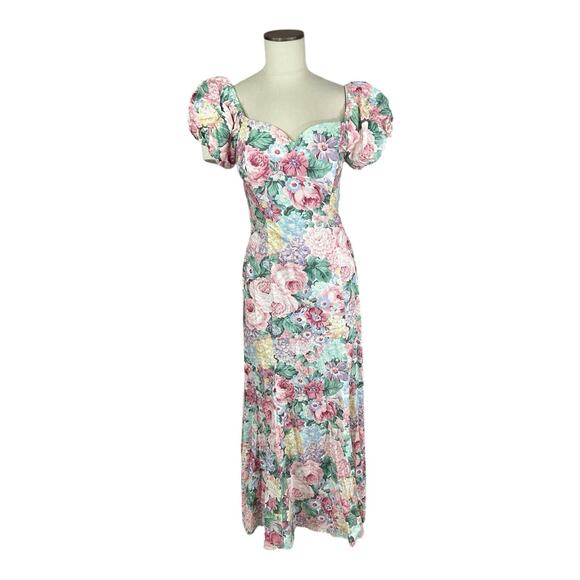 Jessica McClintock Dresses & Skirts - Vintage Jessica McClintock Cottagecore Long Dress Floral Rose Cotton 9/10 Small